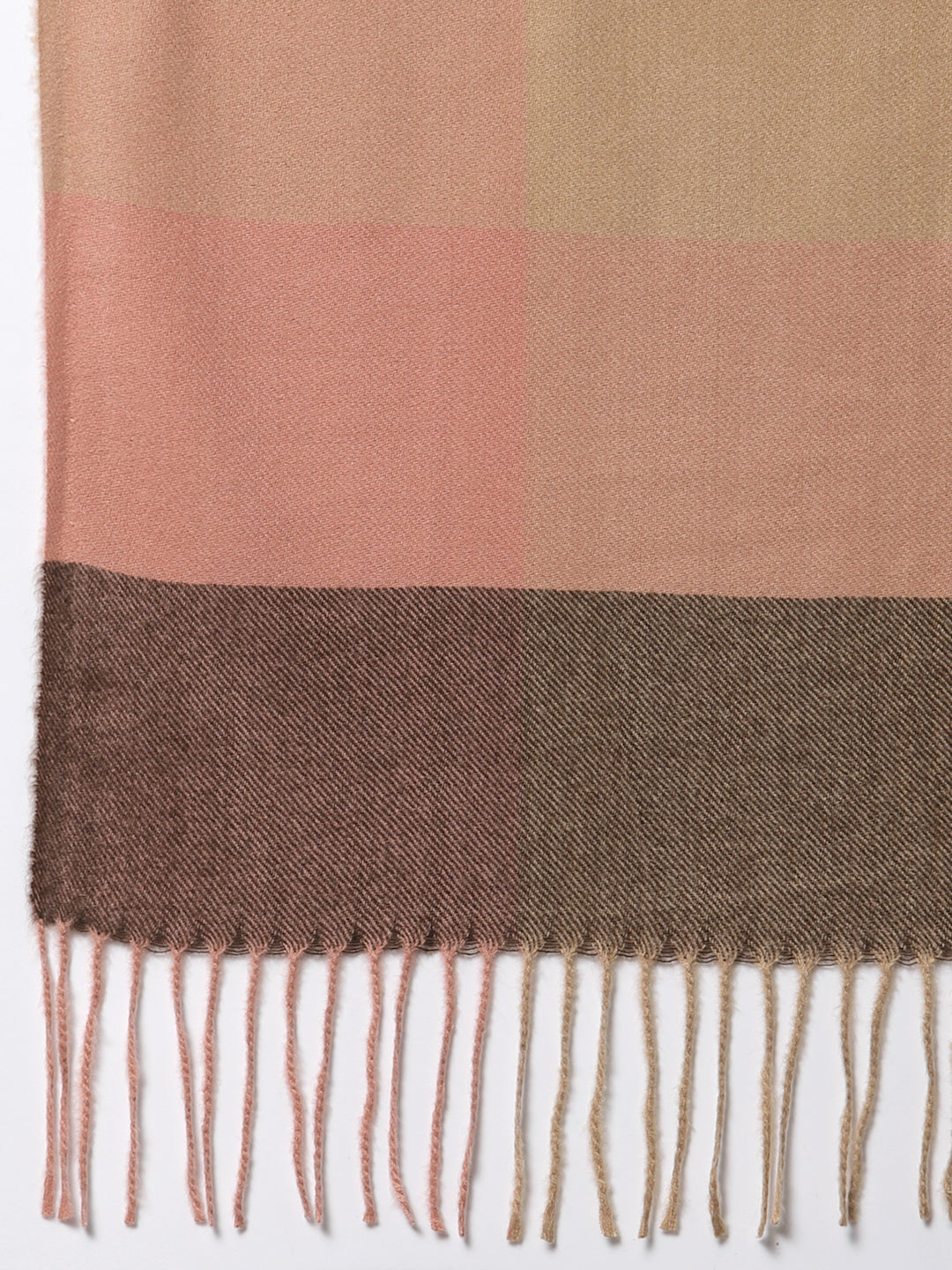 Calvadoss Checkered Woolen Scarf with Fringed Border