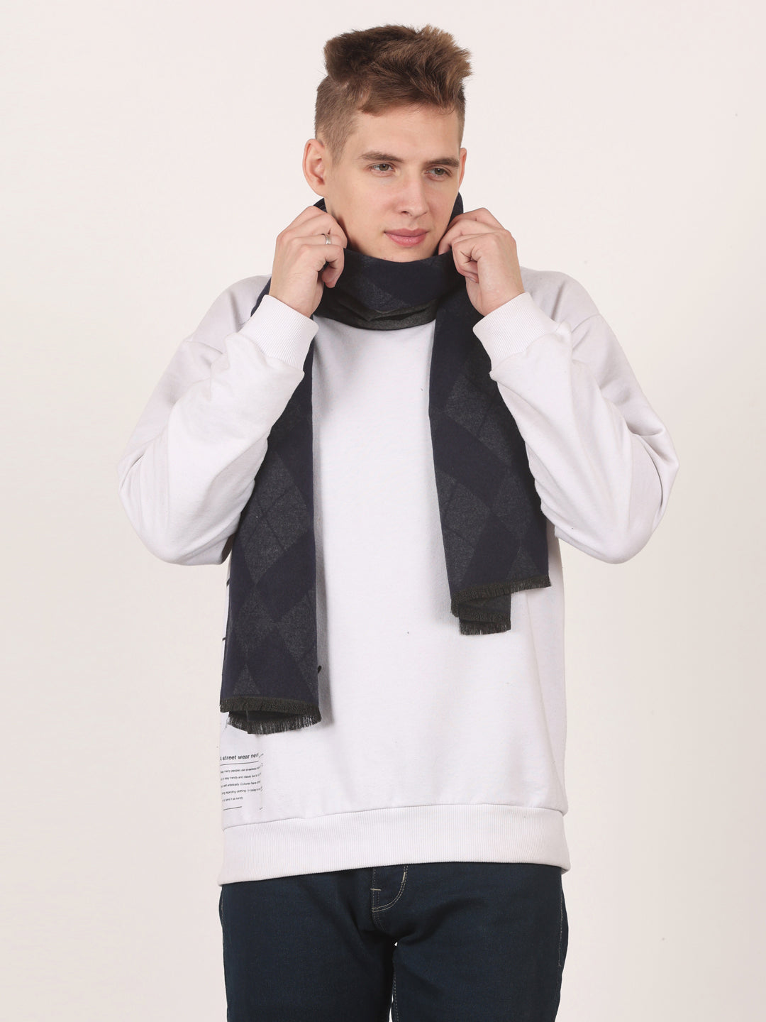 Calvadoss Men’s Elite Navy & Grey Textured Scarf