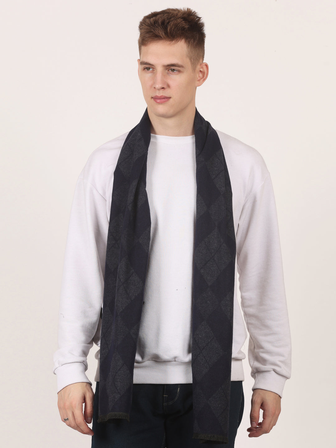 Calvadoss Men’s Elite Navy & Grey Textured Scarf