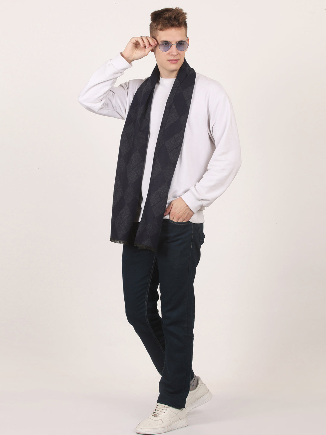 Calvadoss Men’s Elite Navy & Grey Textured Scarf