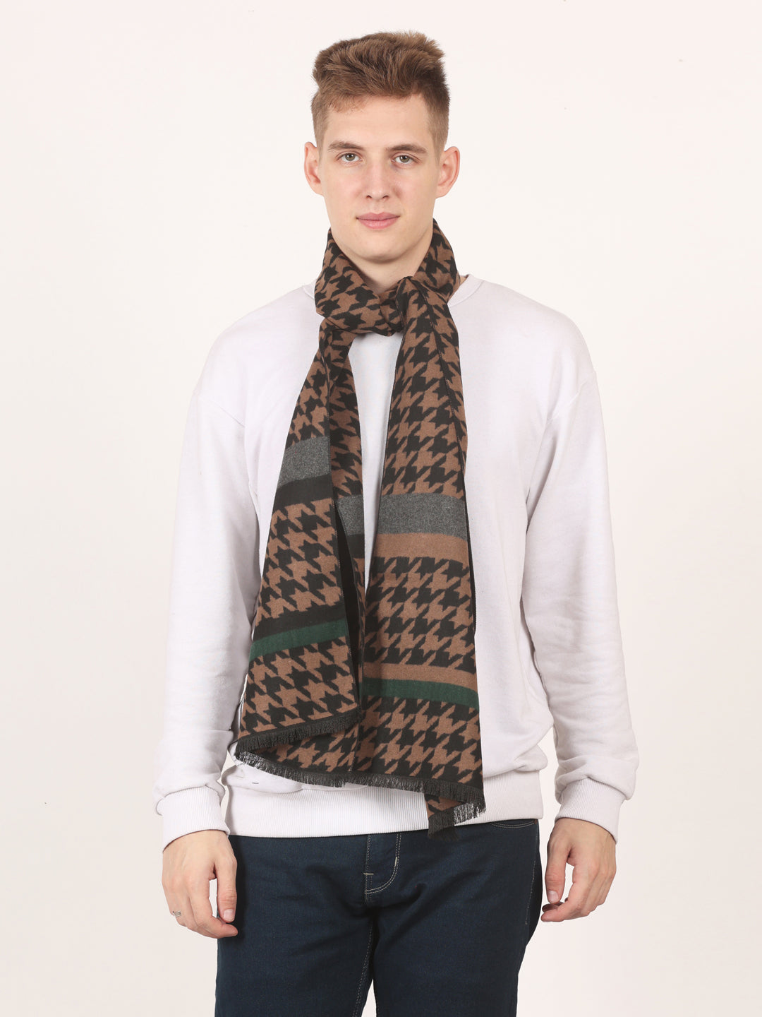 Calvadoss Men's Patterned Scarf Multi Color