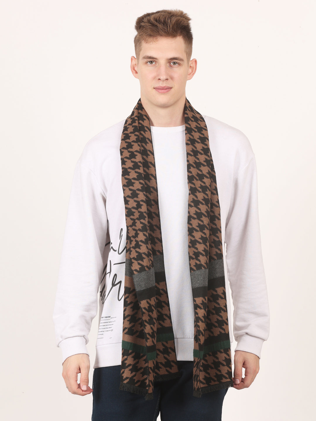 Calvadoss Men's Patterned Scarf Multi Color