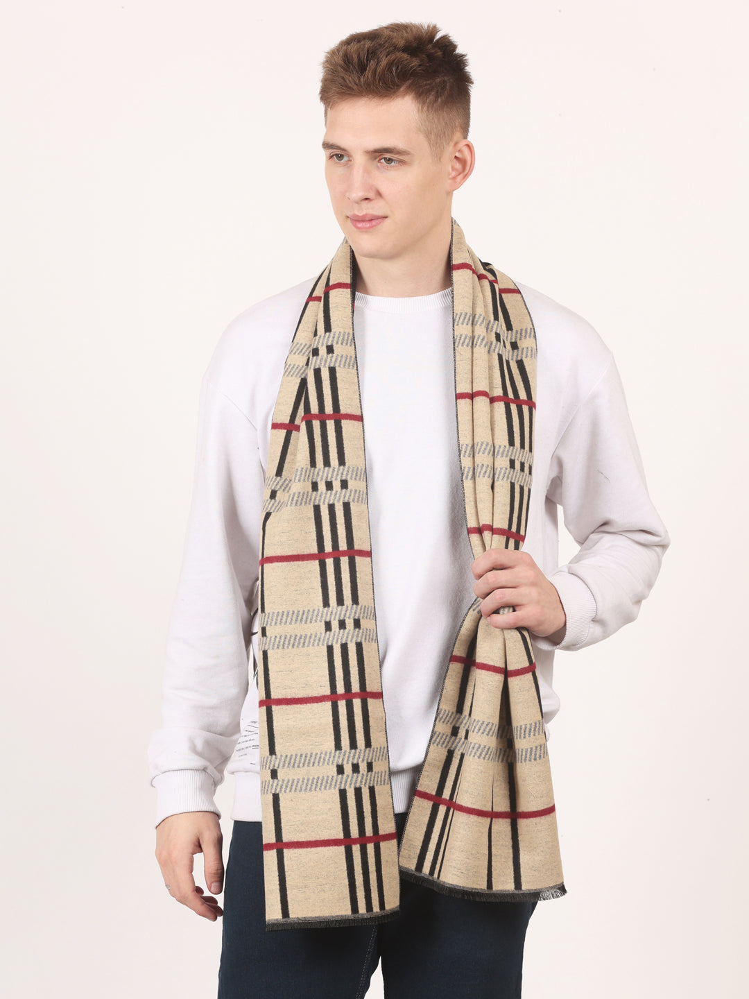 Calvadoss Men's Multi color Checked Scarf