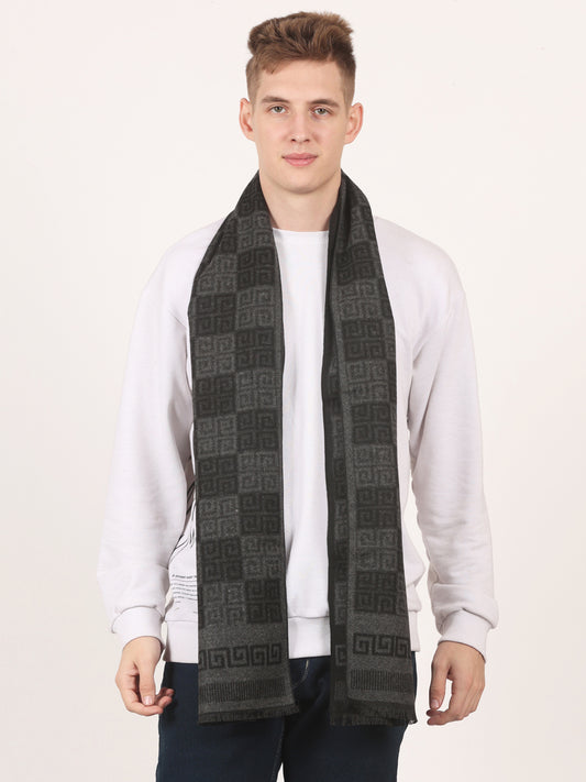 Calvadoss Men's Black Patterned  Scarf