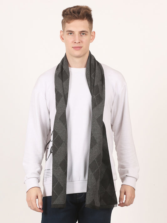 Calvadoss Men's Black & Grey Patterned  Scarf