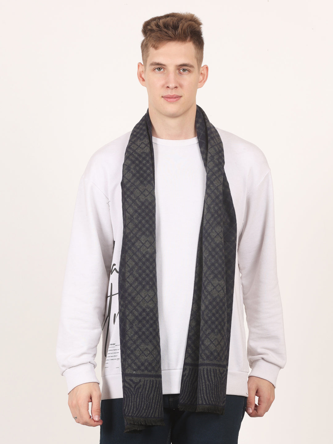 Calvadoss Men's Black & Grey Scarf
