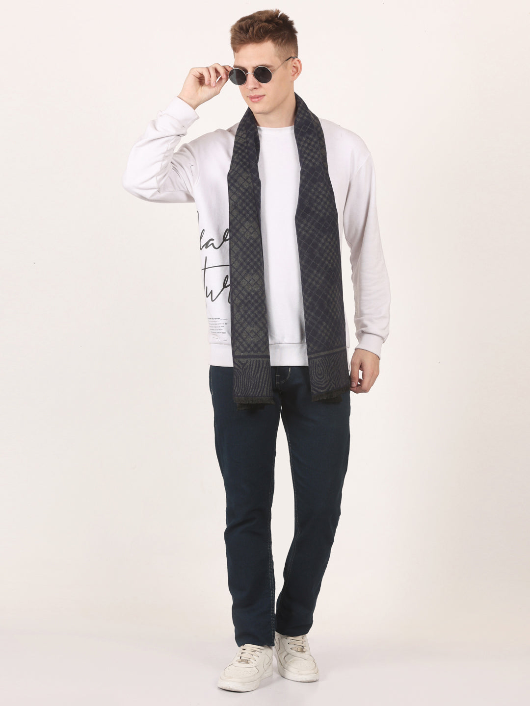 Calvadoss Men's Black & Grey Scarf