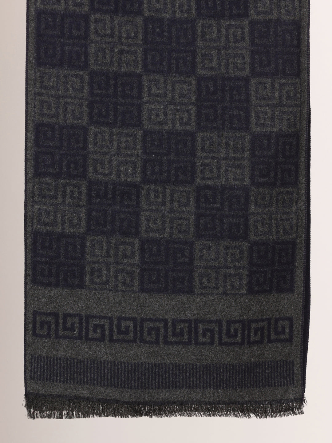 Calvadoss Men's Navy & Grey Acrylic Scarf