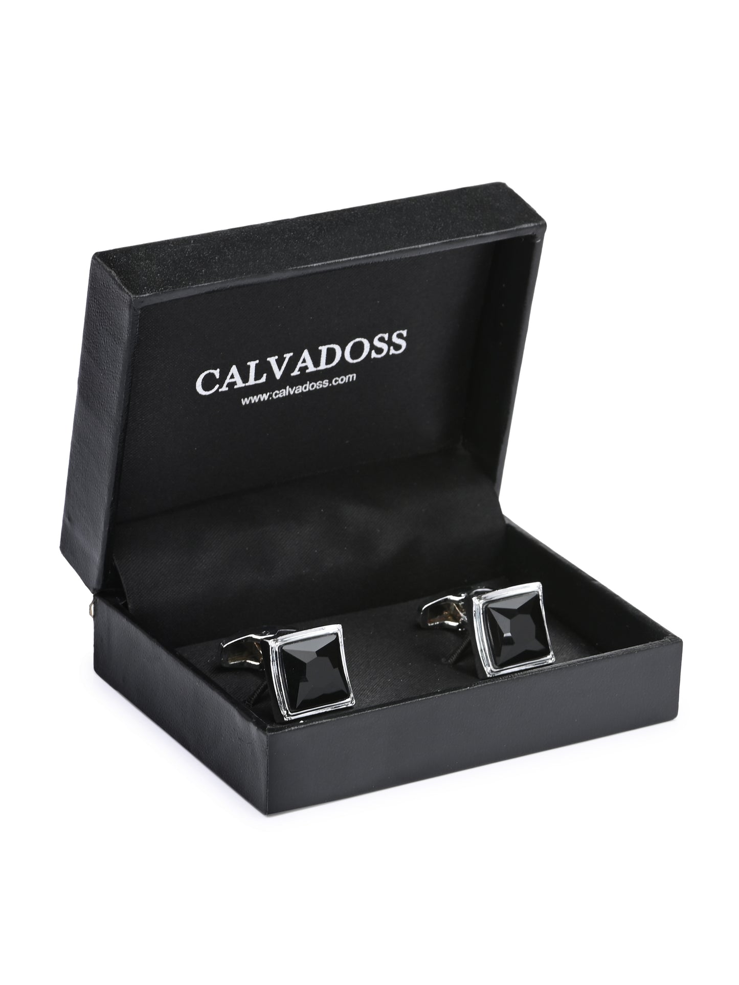 Silver-Toned & Black Cufflink