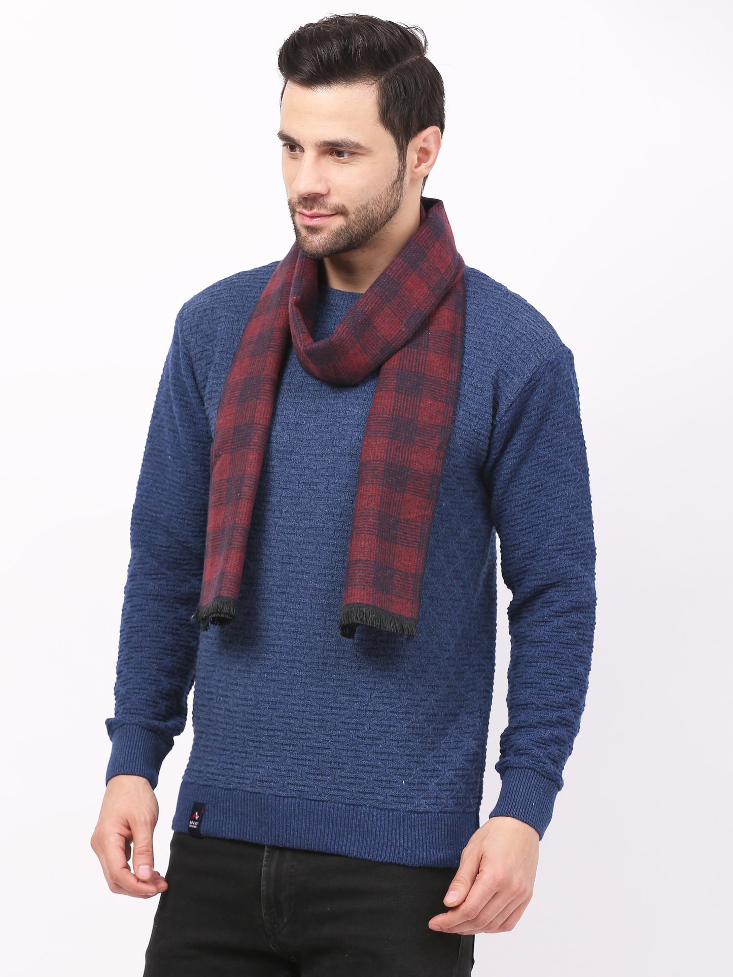 Calvadoss Men’s Royal Maroon & Blue Pattern Scarf