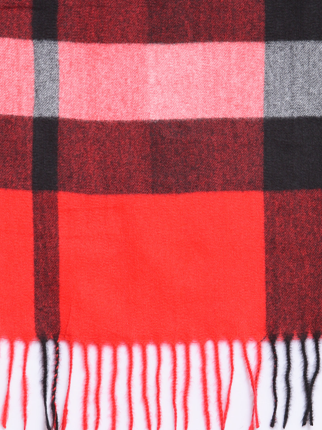 Calvadoss Checkered Woolen Scarf with Fringed Border