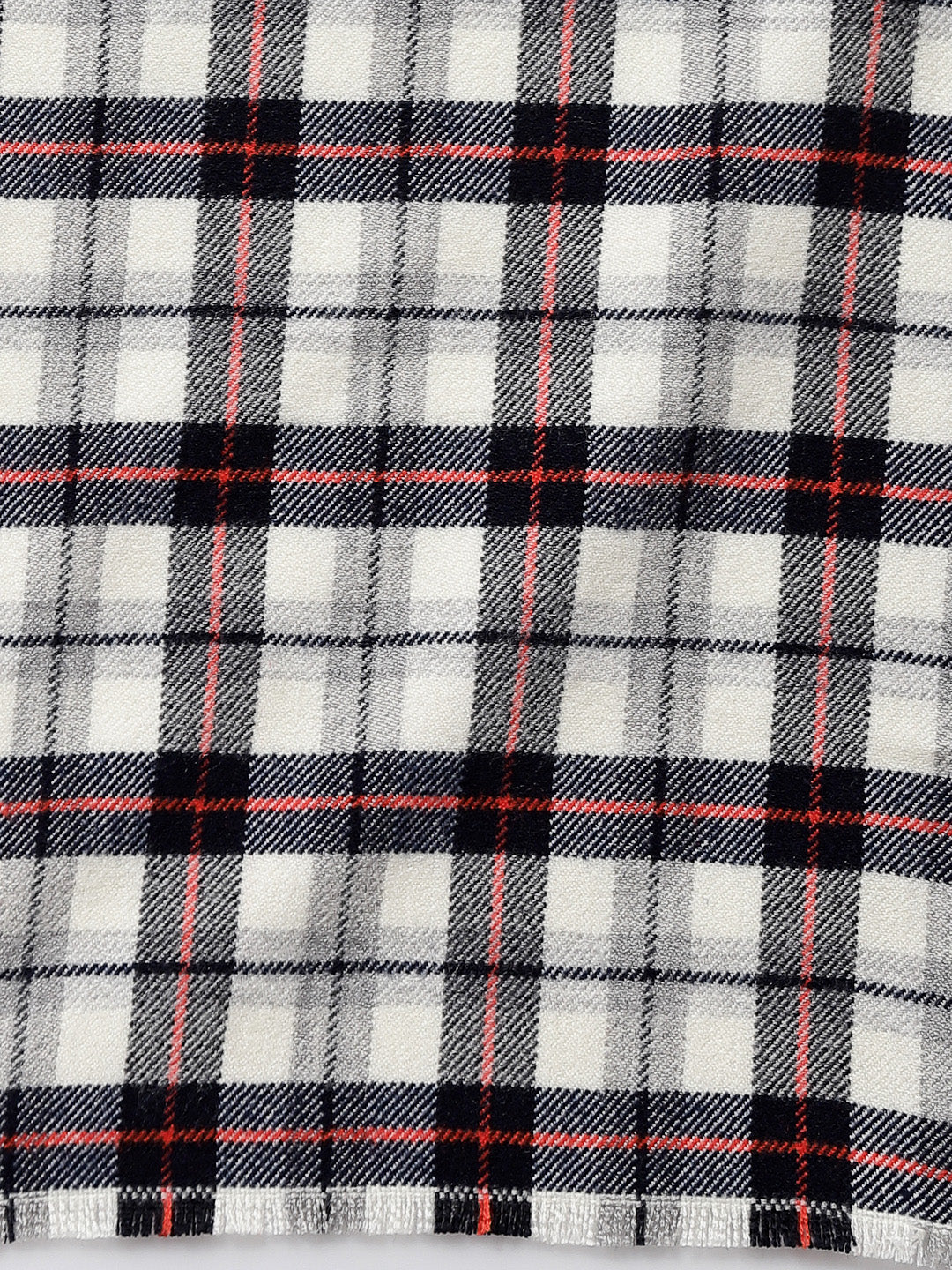 Calvadoss Checkered Woolen Scarf with Fringed Border