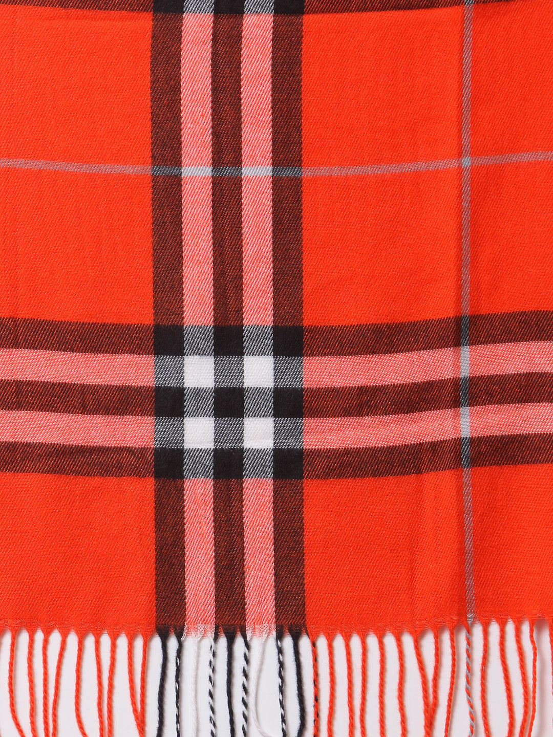 Calvadoss Checkered Woolen Scarf with Fringed Border