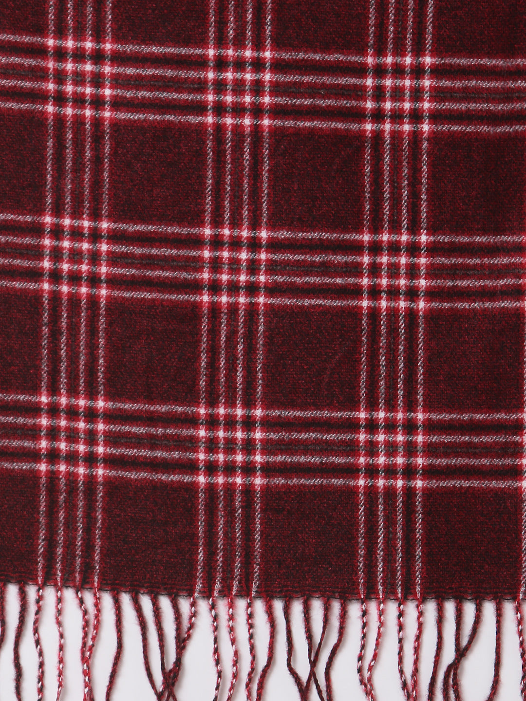 Calvadoss Checkered Woolen Scarf with Fringed Border