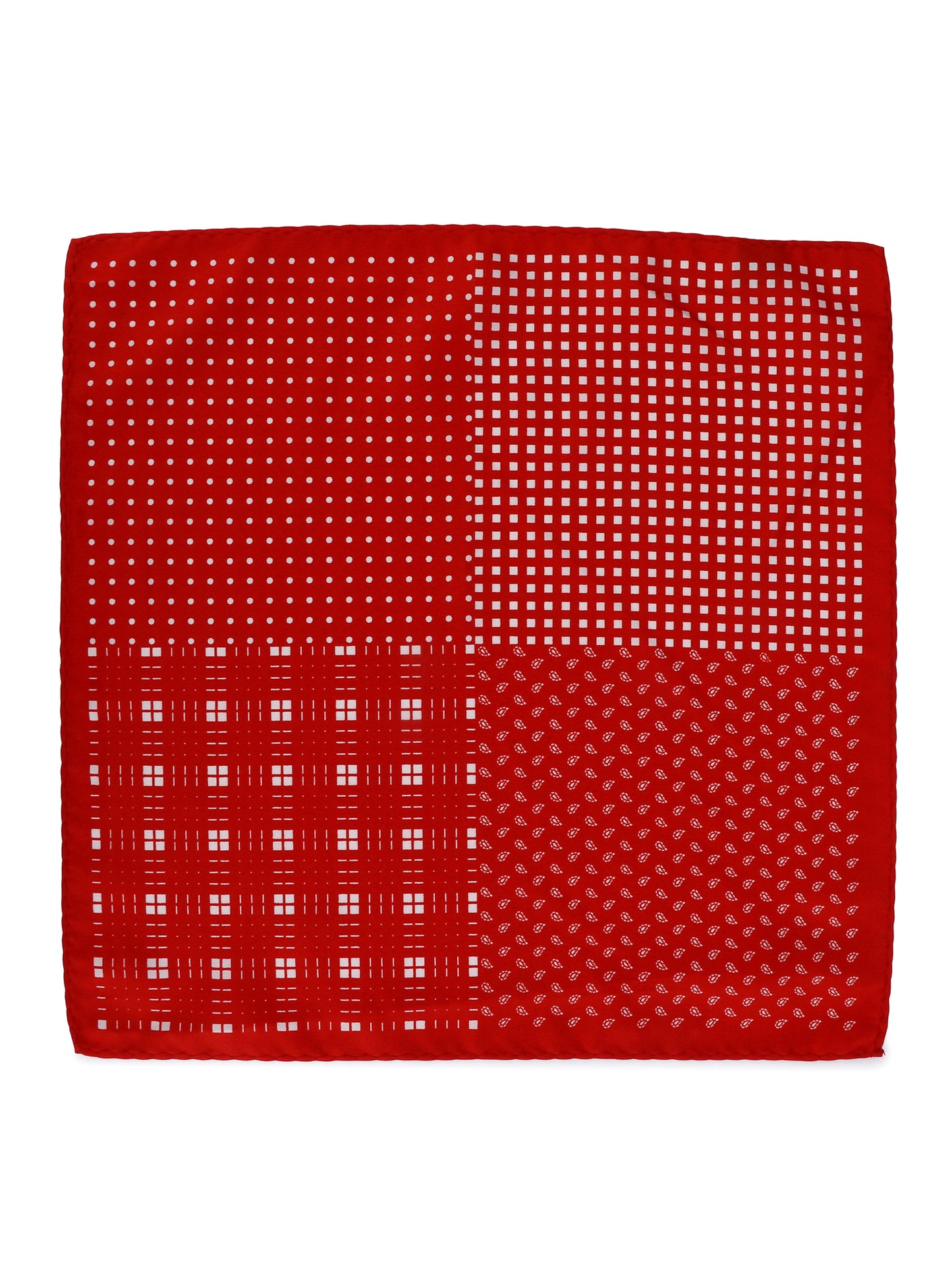 Calvadoss Men’s Red & White Dual Pattern Pocket Square