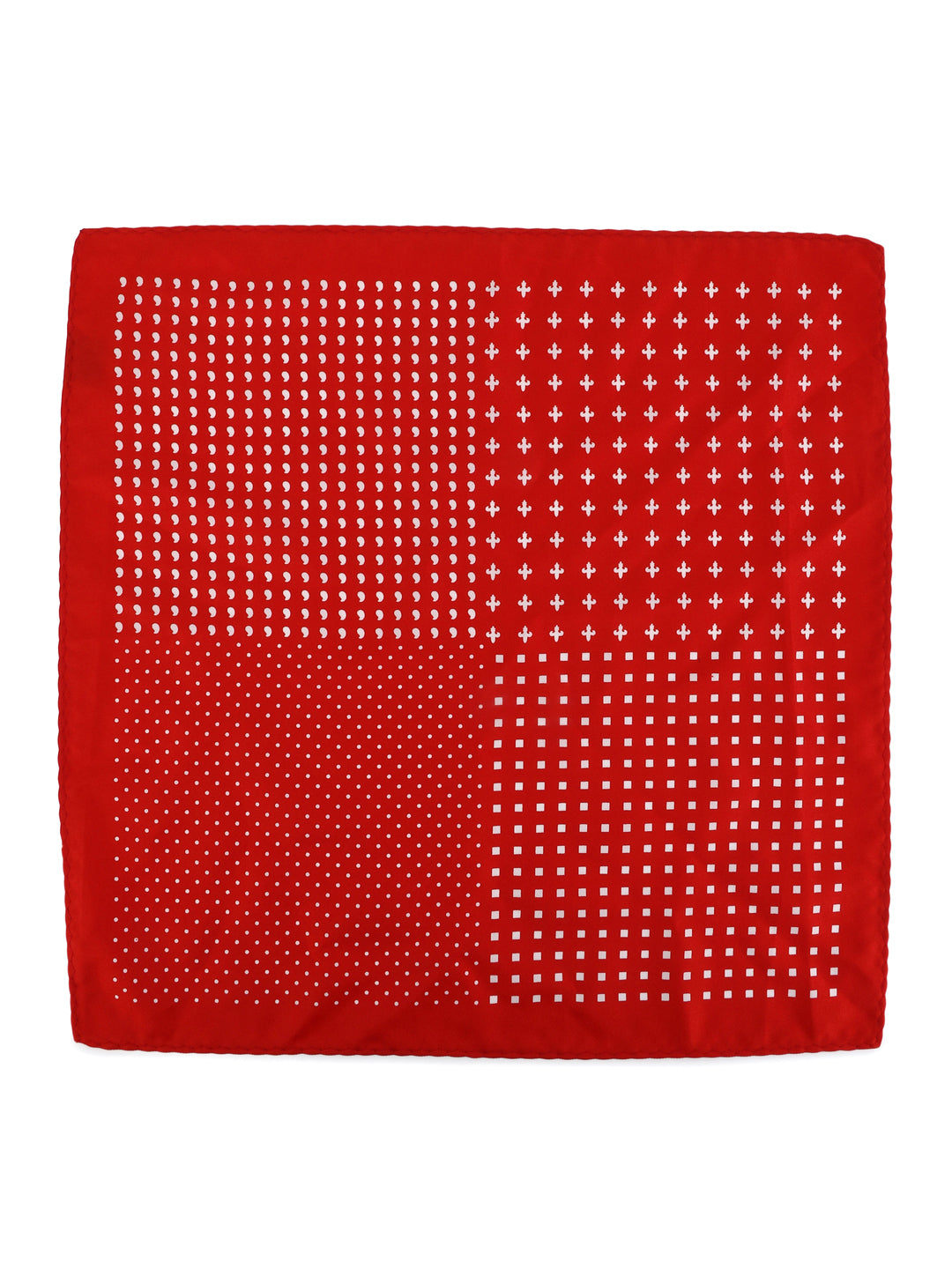 Calvadoss Men’s Red Multi-Pattern Patch Pocket Square