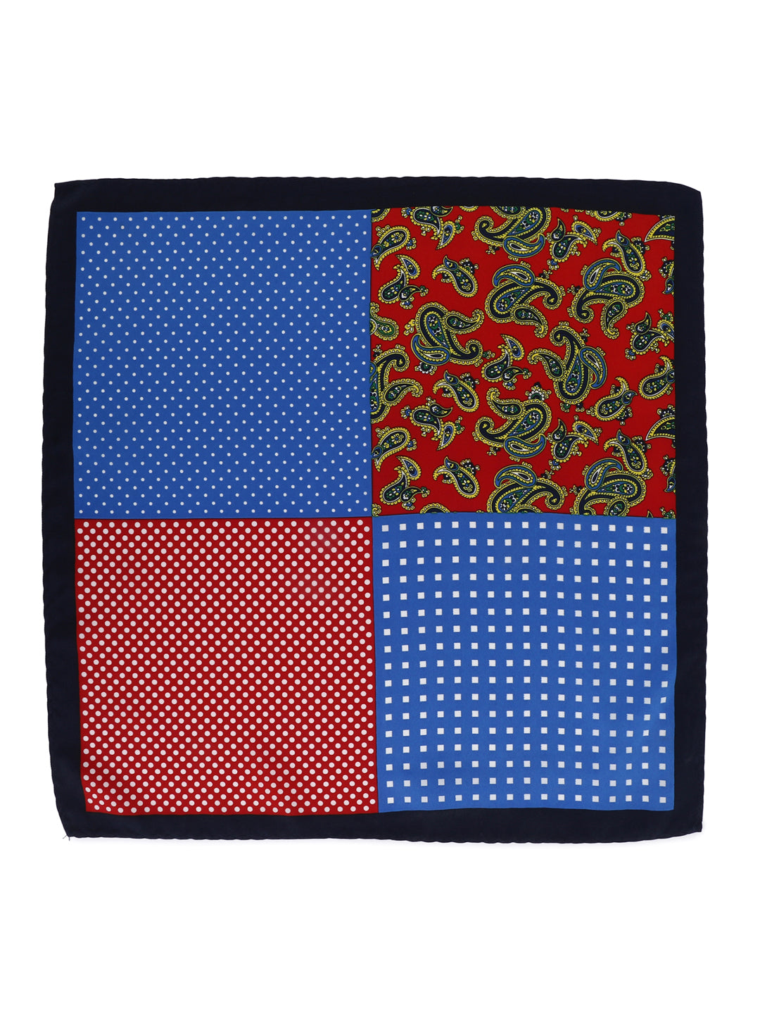 Calvadoss Men’s Multicolor Paisley & Polka Patch Pocket Square