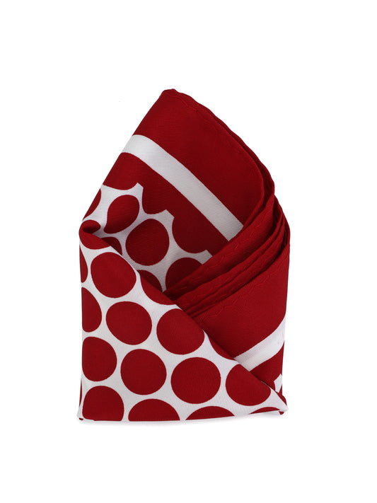 Calvadoss Men’s Red & White Polka Dot Pocket Square