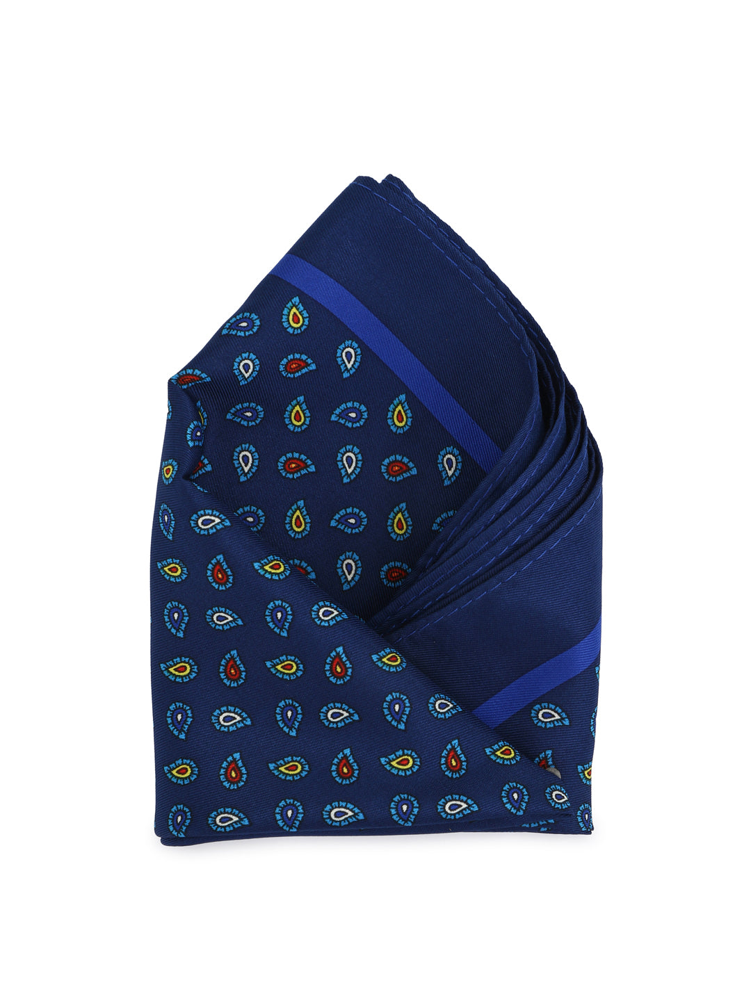 Calvadoss Men’s Classic Navy Paisley Print Pocket Square