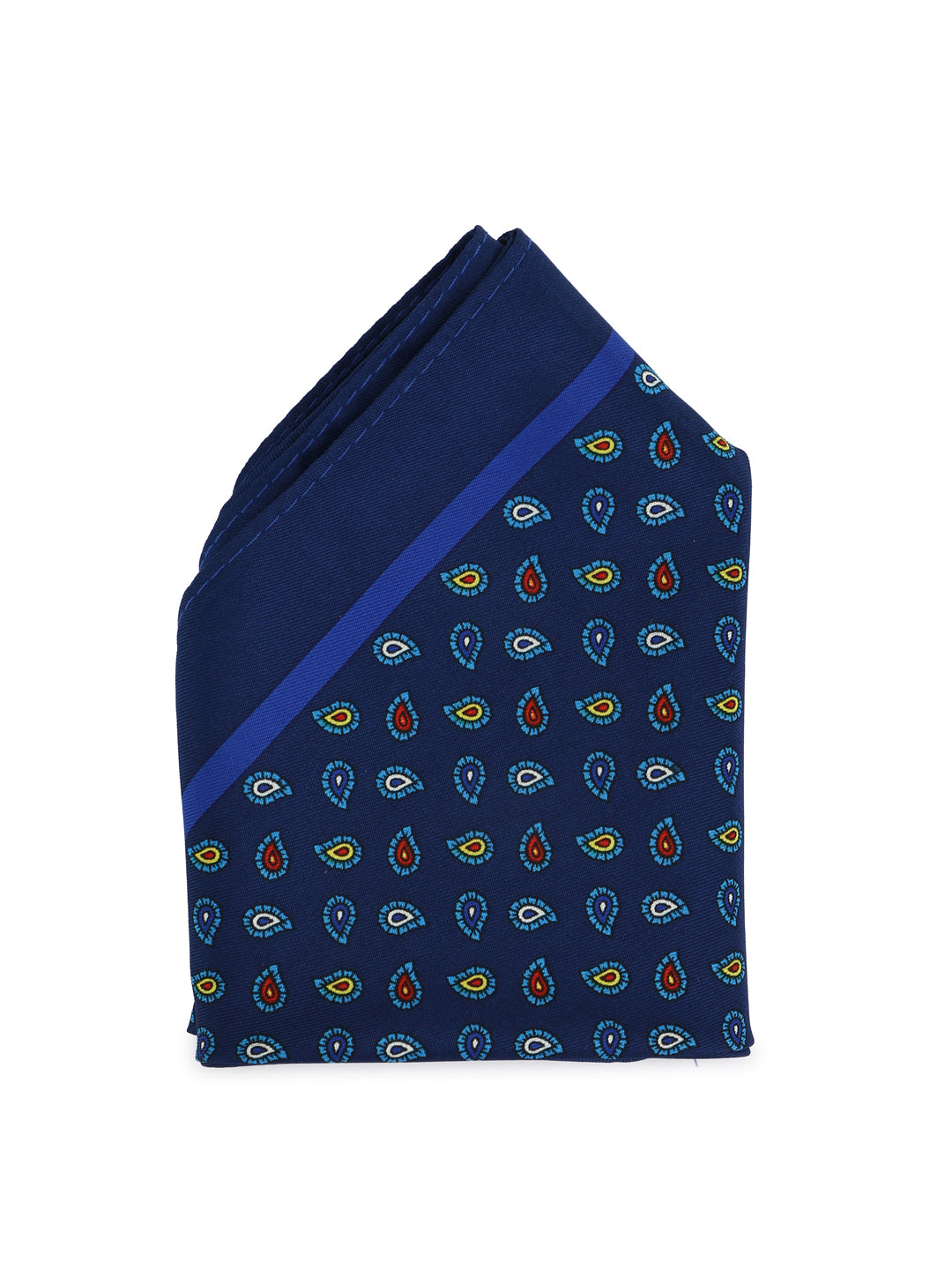 Calvadoss Men’s Classic Navy Paisley Print Pocket Square