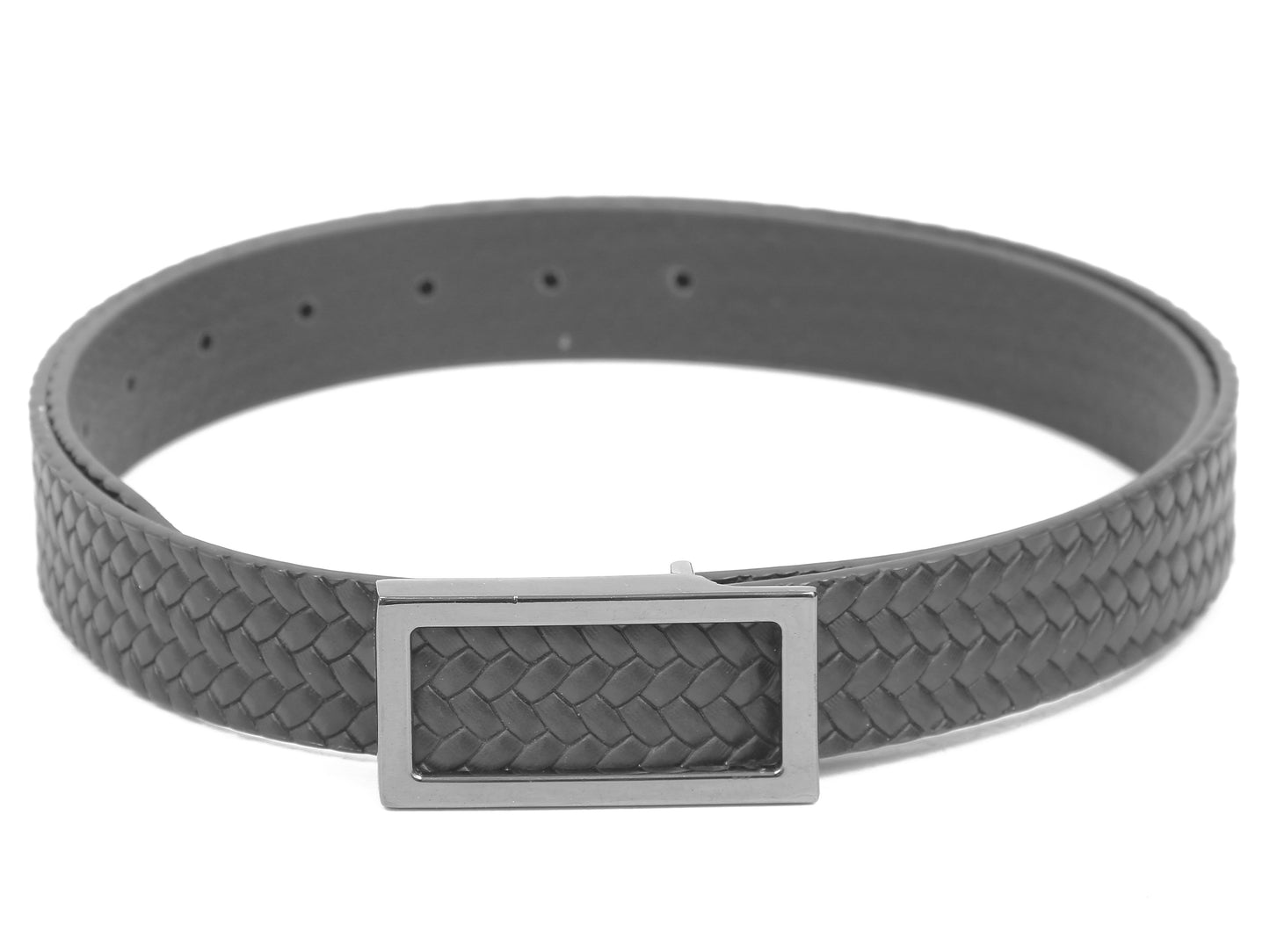 Men Textured Leather Belt With a Slider Buckle Closure