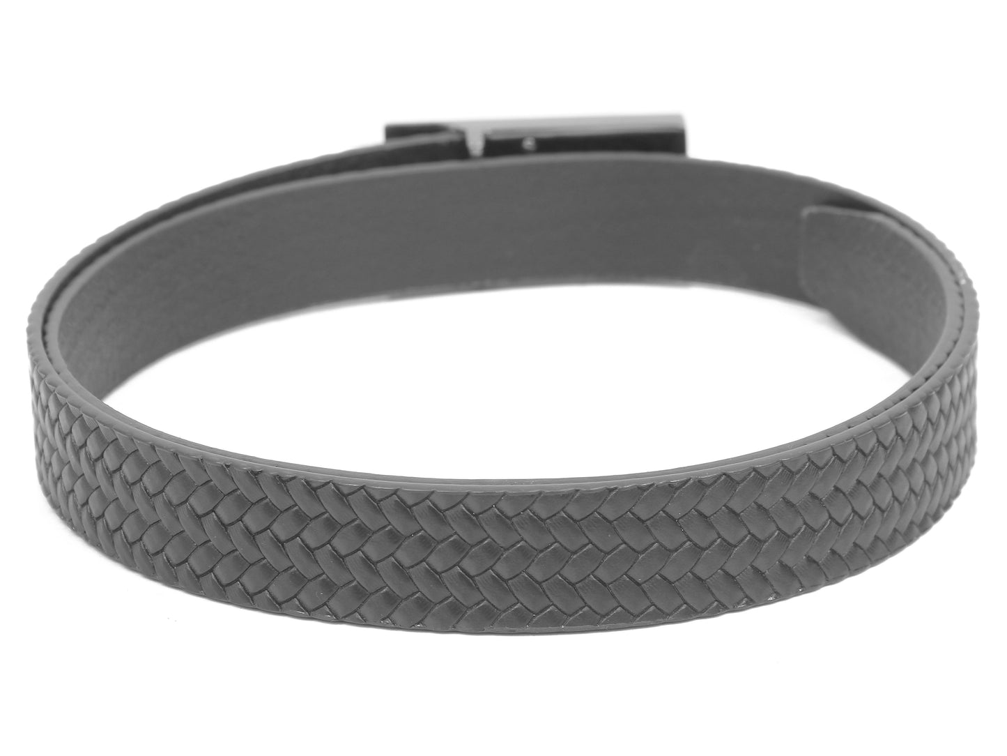Men Textured Leather Belt With a Slider Buckle Closure