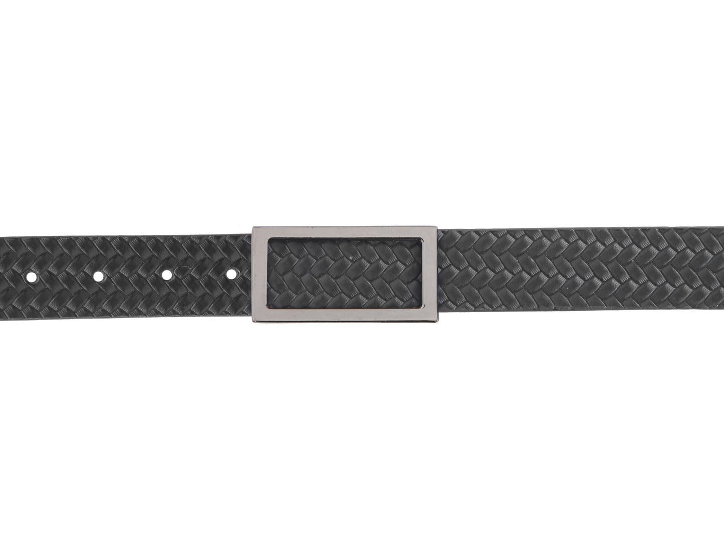 Men Textured Leather Belt With a Slider Buckle Closure